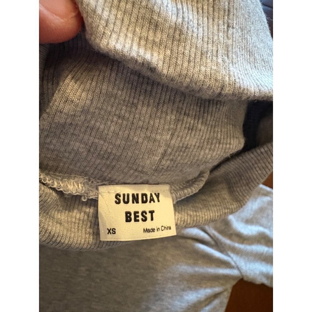 Sunday Best Ribbed Modal Turtleneck Long Sleeve Casual Top in Gray Size XS - Picture 10 of 10